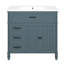 Meuble-lavabo 36 po avec lavabo, armoire de salle de bain bleue avec tiroirs, cadre solide et panneau de fibres à densité moyenne, un paquet