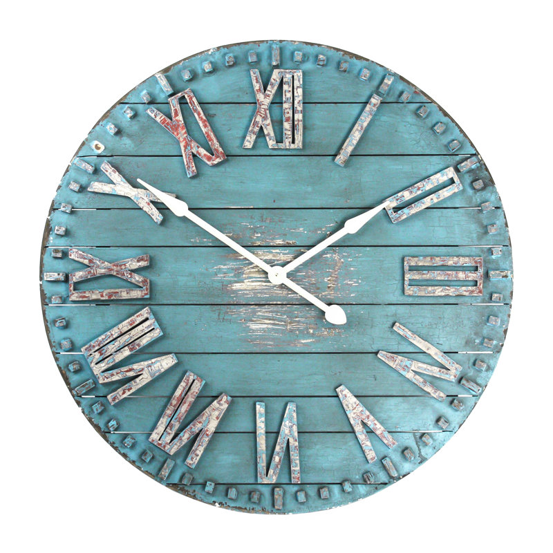 Marina Turquoise Wood Wall Clock