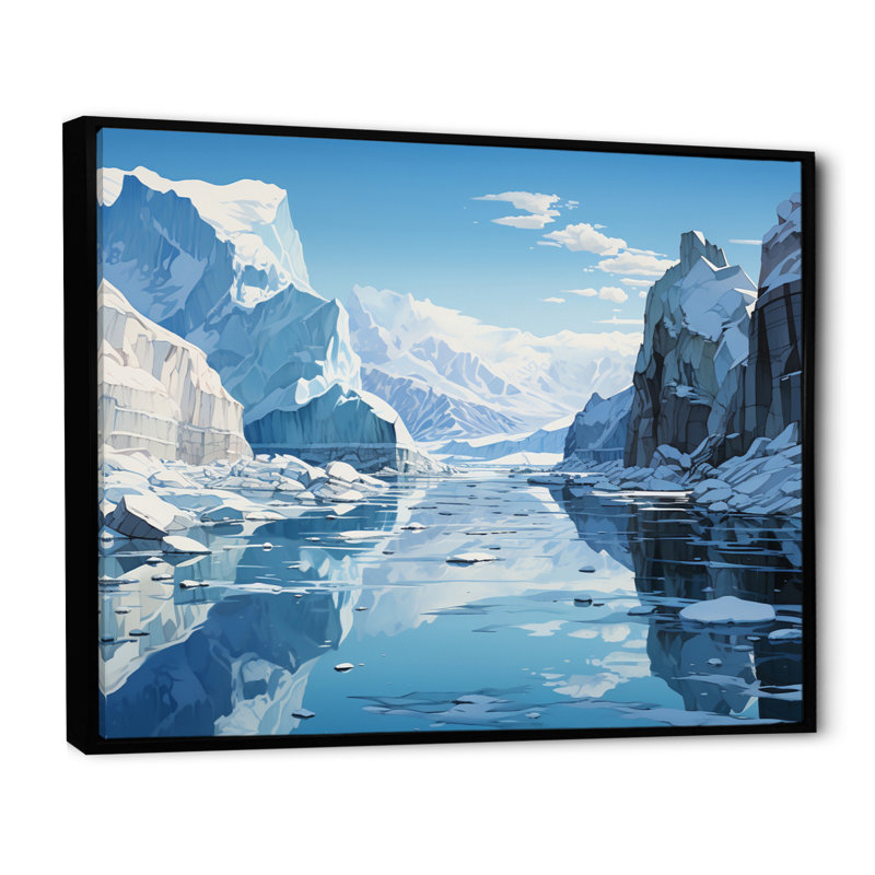 Biritude glacier bleu solitude I - impression, H 30 po x l 40 po x P 1,5 po, Cadre flottant noir