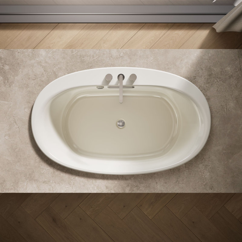 Underscore Oval Drop-in Bath with Bask Heated Surface, Biscuit