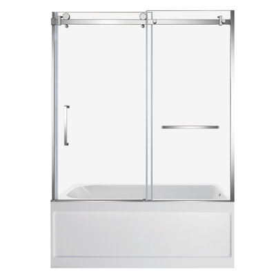 Kingston Brass 60-Inch Acrylic Rectangular 3-Wall Anti-Skid Alcove Tub With Tub Door, Drain