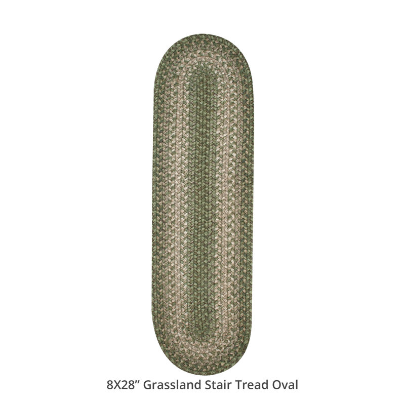 Tapis d'escalier tressé en jute Mineo, Vert / Beige