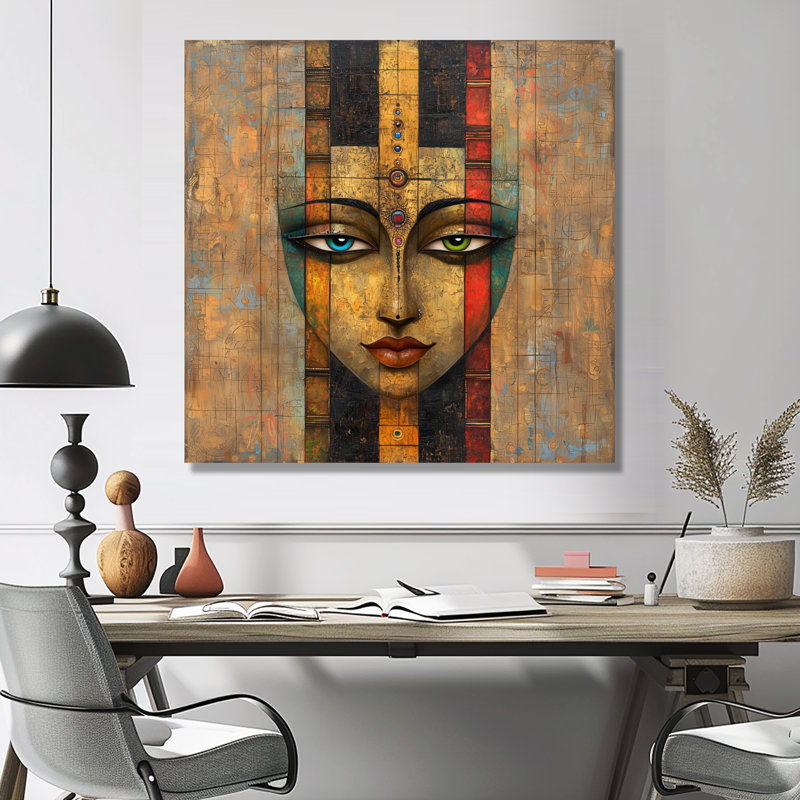 Timeless Path of Indian Art Spirit II - People, impression d'art mural en métal, H 29 po x l 29 po x P 0,84 po