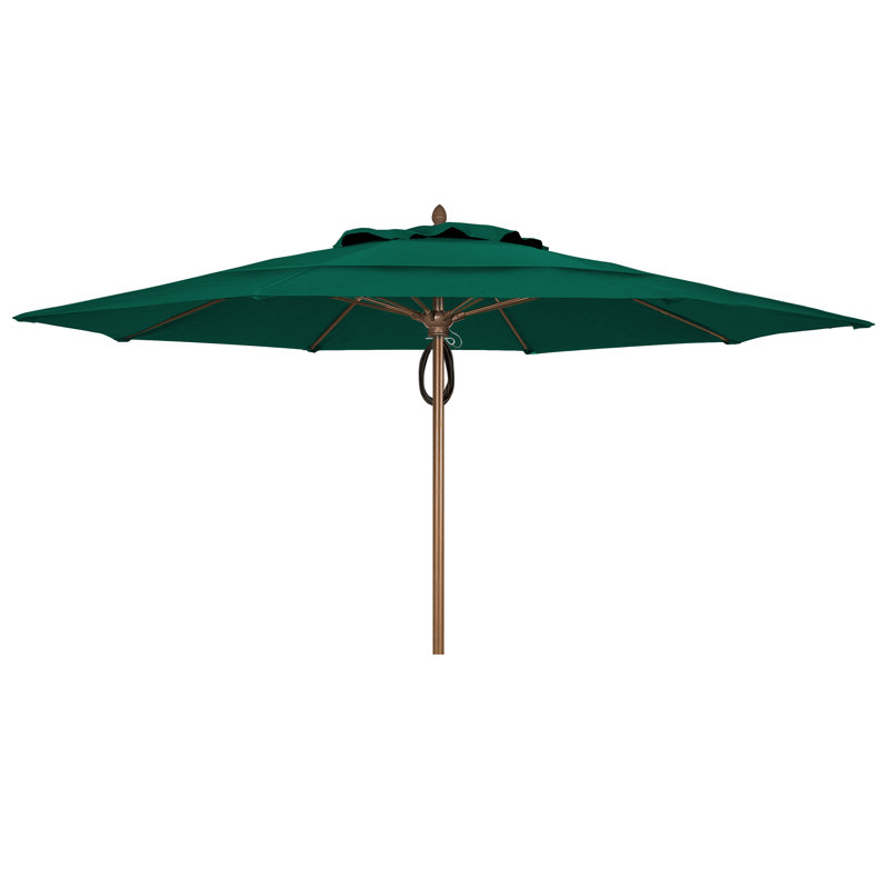 Parasol de marché 13 'Prestige, Velours vert forêt, Bronze champagne