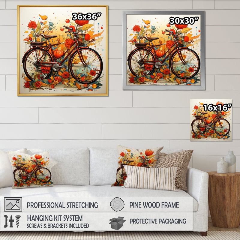 Bicycle Bicycle Bliss II - Transportation Wall Decor, Toile tendue, 16" H x 16" W