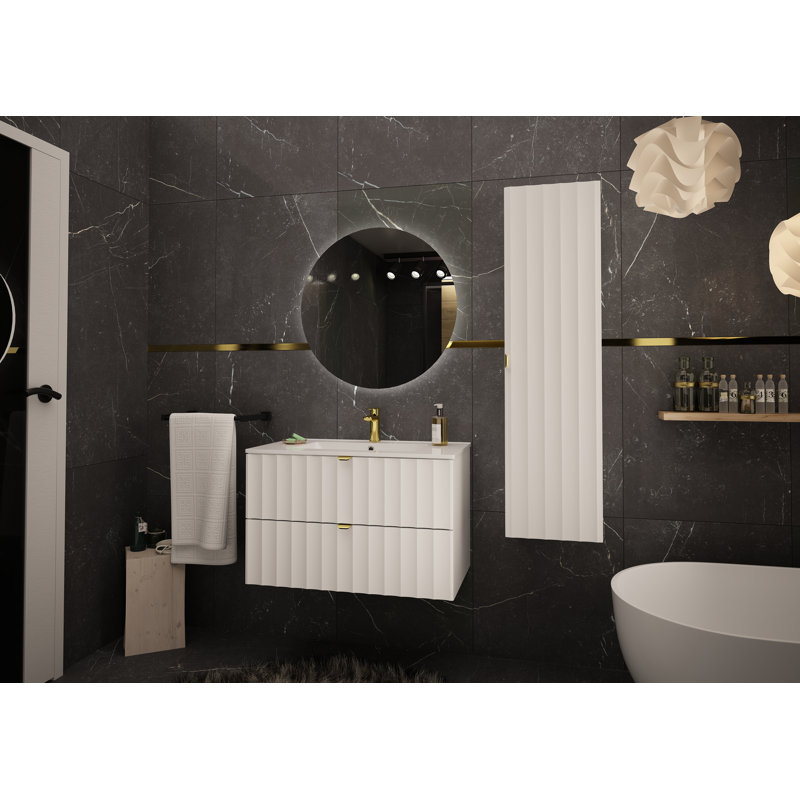Ahmid Wall Mounted Required Bathroom Storage Furniture Set, Grey