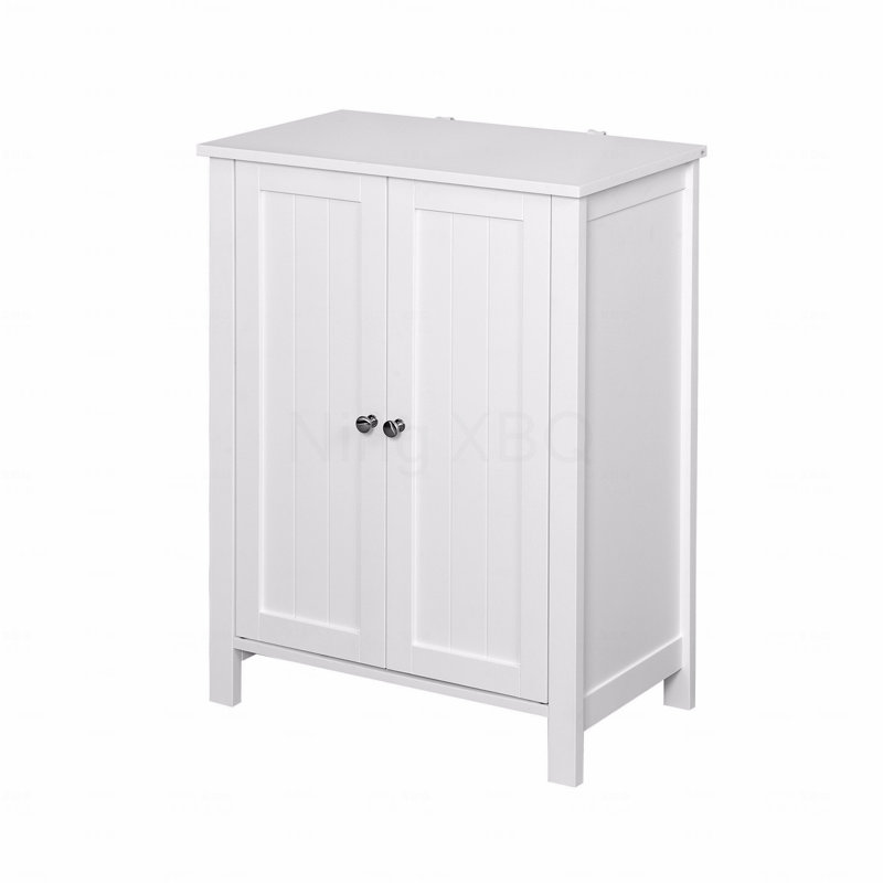 Bathroom Floor Storage Cabinet With Double Door Adjustable Shelves
