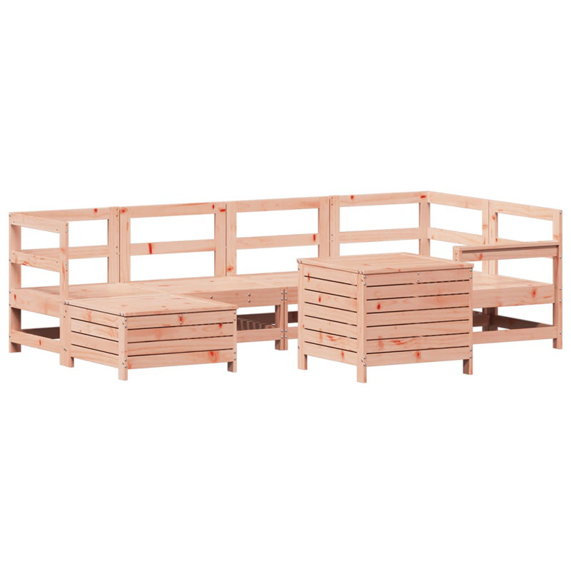 7 Piece Garden Sofa Set Solid Wood Douglas Fir, Natural Douglas
