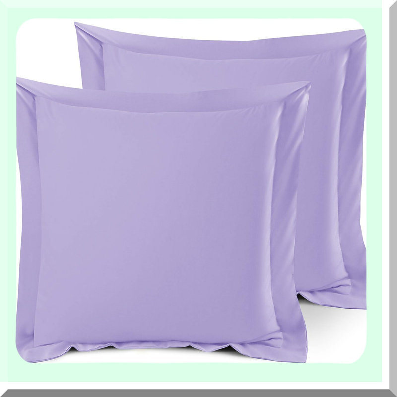 Lavender Dream Pillow Shams - Set of 2 Double Brushed Microfiber Covers with Hotel Style Premium Bed Cases. 1.5 Decorative Flange, Euro 26"x26"