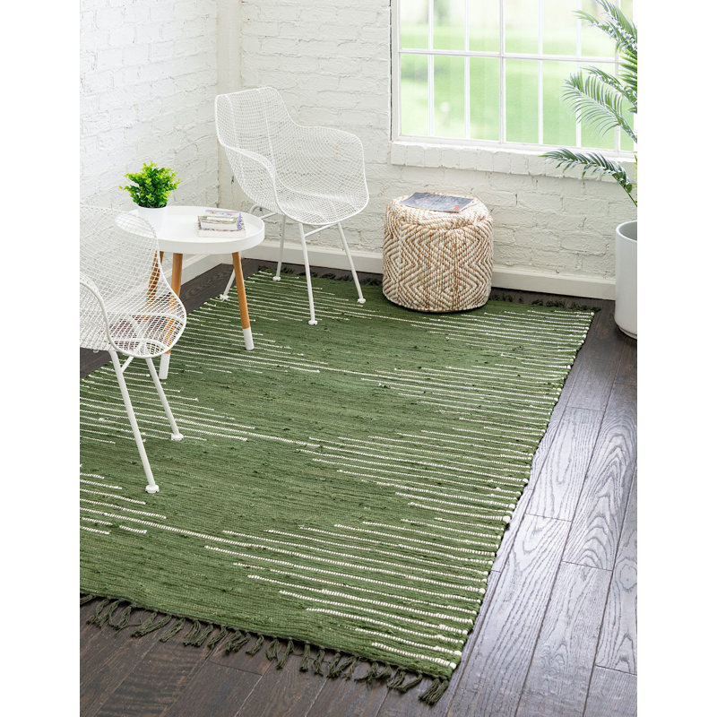 Tapis en coton tressé à la main Gwin, Rectangle 5 pi x 8 pi