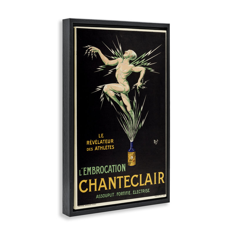 Cadre flottant rétro Chanteclair, design par Marcus Jules, H 31 po x l 21 po, Cadre flottant noir de jais