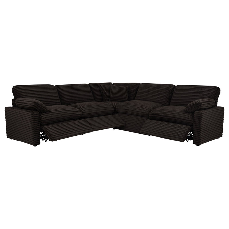 Collins 5-Piece Wide-Wale Corduroy Modular Power Reclining Sectional, Chocolate Brown, Chocolate Brown Corduroy