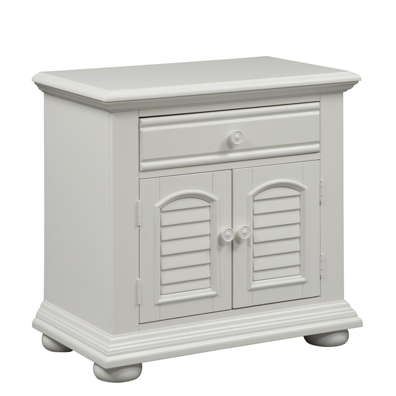 Alvy Nightstand w/ Drawer & Cabinet, White