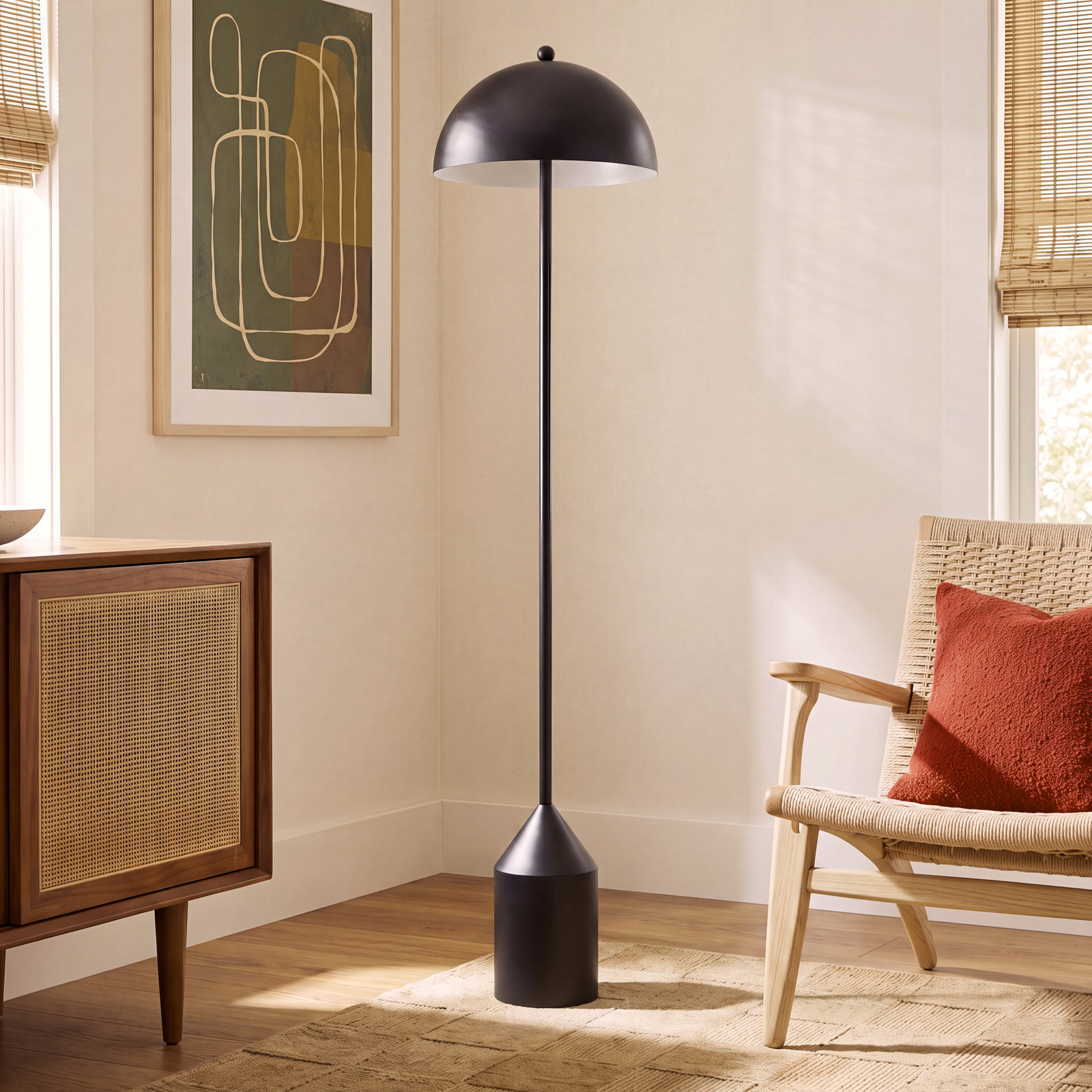 Jemma 59'' Iron Floor Lamp, Black, Black
