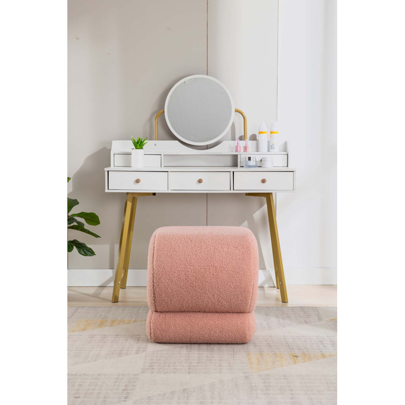 Repose-pieds de 18,1 po de largeur Eveny, Laine rose