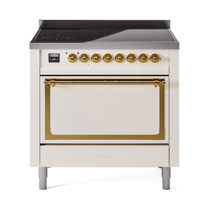 ILVE Nostalgie II Noblesse 36 po à induction, Blanc antique / laiton