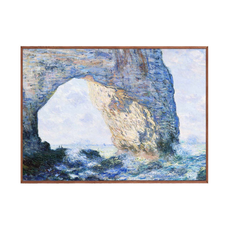 "The Manneporte" par Claude Monet_Floater Frame, H 23 po x l 20 po, Encadrement brun