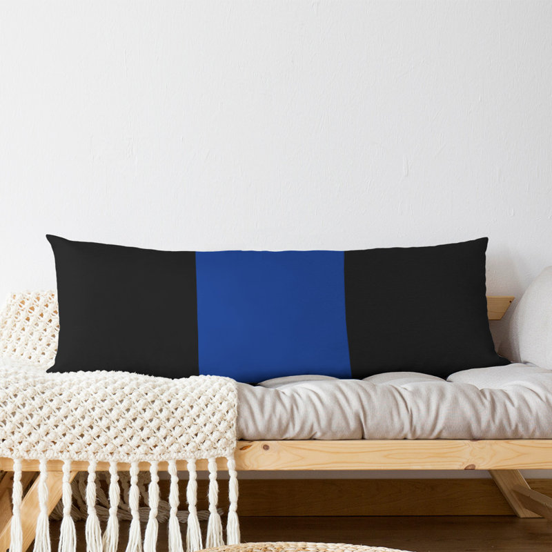 Oreiller de corps en polyester / polyester Arizona Football Stripes, Noir / bleu / noir, Adairsville