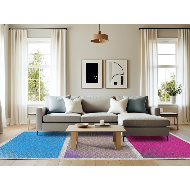 Tapis motif rose/gris/bleu Peddie, Rectangle 6 pi x 9 pi