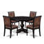 L'ensemble de table de salle à manger 5 pièces se compose d'une table et de 4 chaises de salle à manger en tissu de polyester brun avec dossier haut - fini noir sablé-979231094-979231095