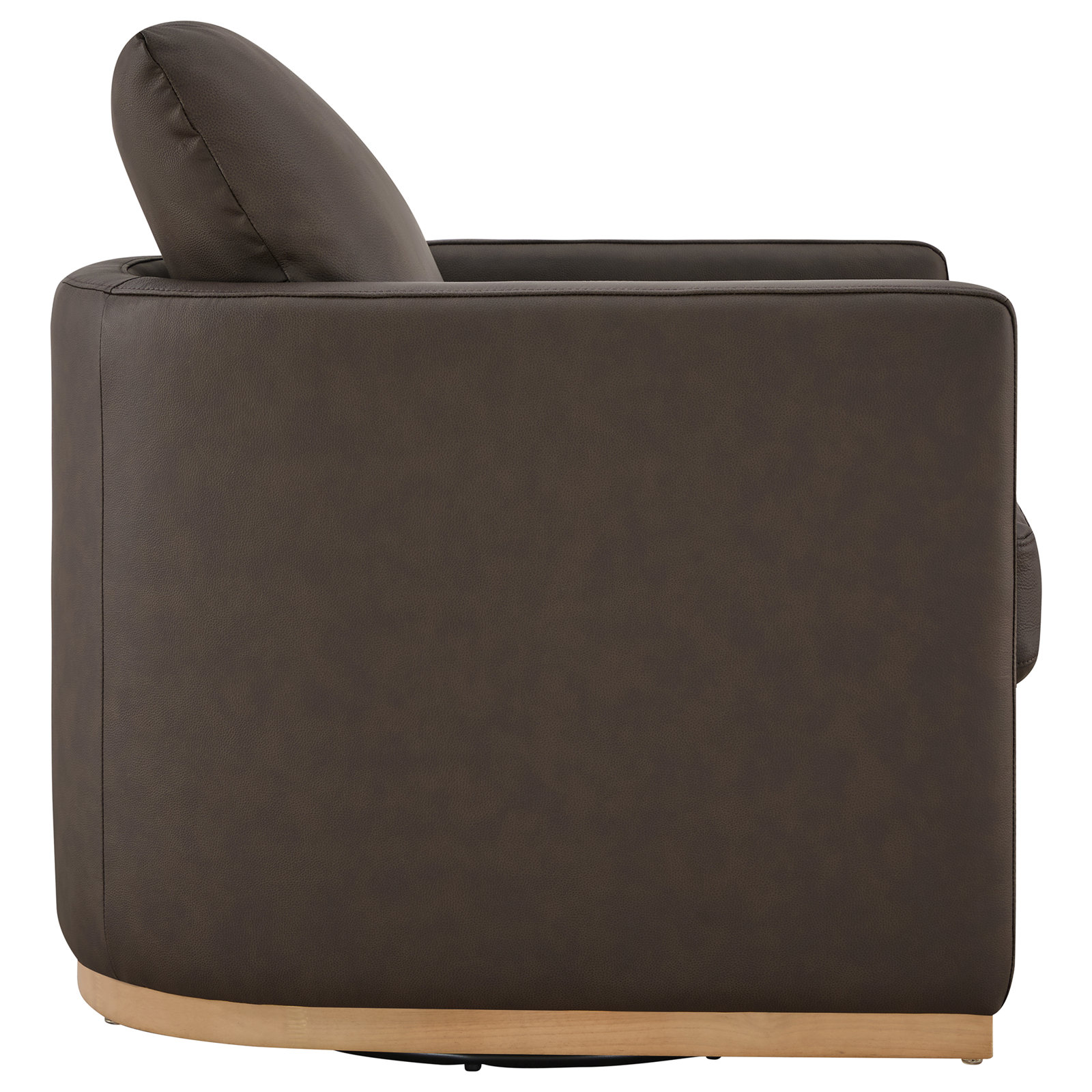 Bobbi Genuine Leather Swivel Barrel Chair, Isla Chocolate Genuine Leather