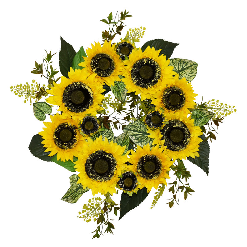 24" Sunflowers Foliage Ivy Wreath 