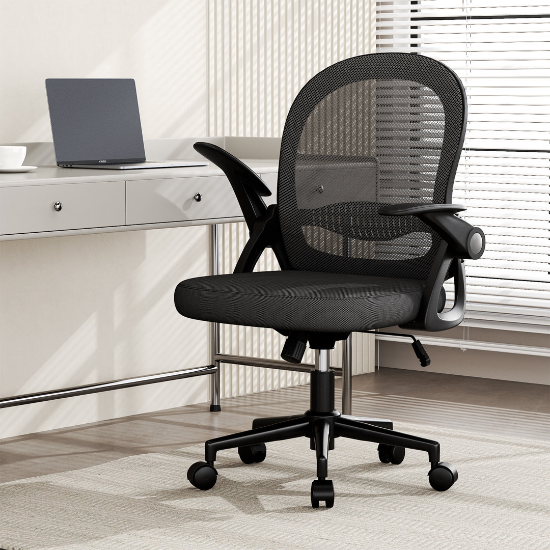Ergonomic Mesh Desk Chair, Swivel Office Chair with Flip-Up Armrests, Medium Size