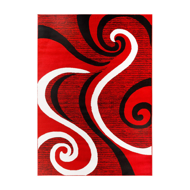 GloryRugs ModernSwirlsAreaRug,Carpet forBedroom,LivingRoom,Dining-Sevilla4817A(Red), Rectangle 5'3" x 7'