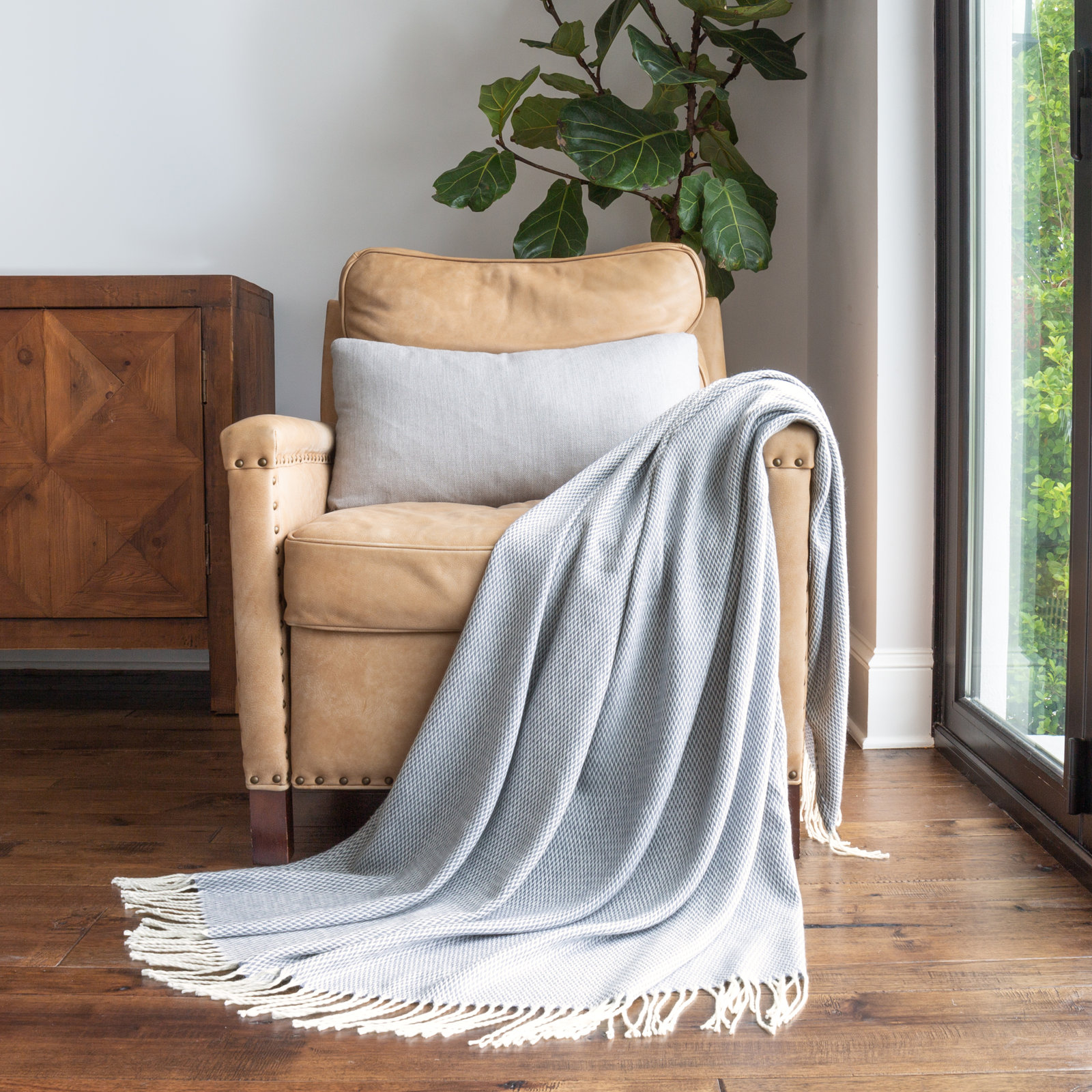 Knit Throw Blanket, Dusk Blue
