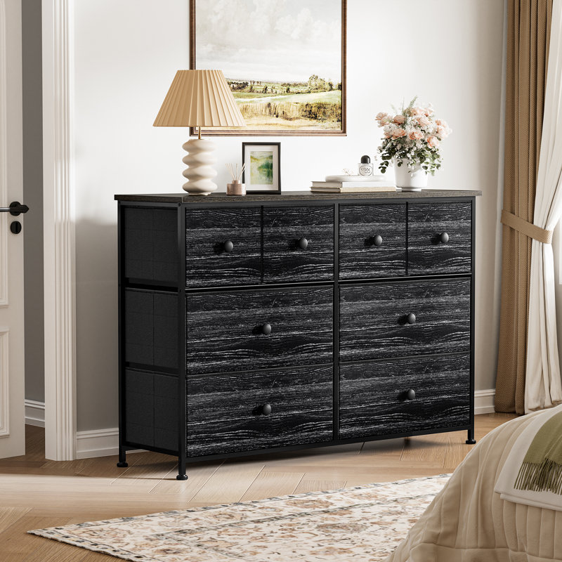 Ojaswi 8 Drawer 104.1Cm W Dresser, Black/Grey