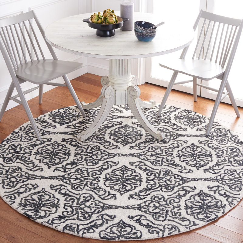 Tapis damassé en laine Anjalina, Rond 6 pi