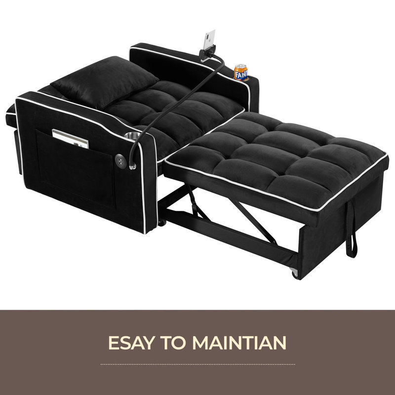 Canapé-lit convertible Canapé-lit Canapé-lit coulissant réglable Canapé-lit pliant multi-poches pour le salon Chambre petit espace, canapé-lit 3 en 1