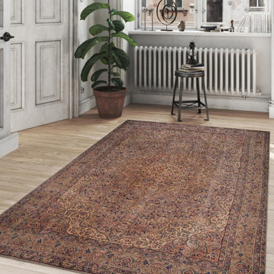 Elegant Hall Carpet (2.5 x 7.5 ft), 100% Polyester, 1.1 lbs/sq ft | 4 mm Pile Height, Recycled Poly Cotton Underside | Machine Washable, Eco-Friendly | Perfect for Entryways, Living Rooms & Hallways