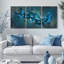 Ensemble de 3 tableaux muraux abstraits à motifs floraux bleus sur toile tendue-763696304