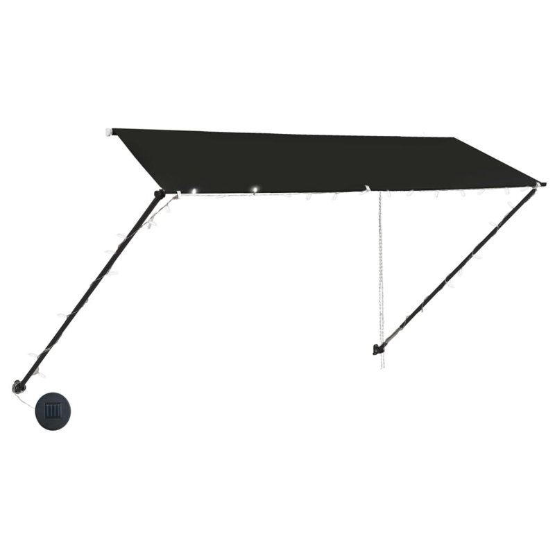 Dakota Fields 300cm W x 150cm D Fabric Cover Retractable Patio Awning, Anthracite