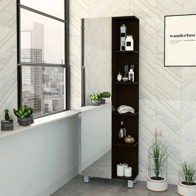 5-Shelf Linen Cabinet With Mirror