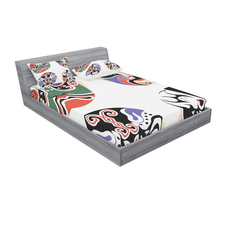 Ensemble de draps Masque d'opéra chinois, Ensemble de drap pour grand lit avec drap-housse