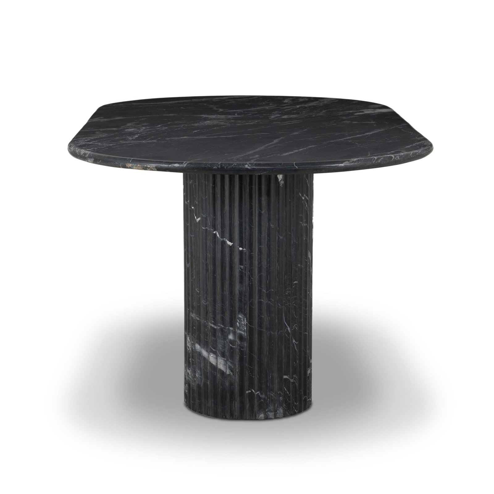 Holloman 74 " Dining Table, Black Marble/Black Scalloped Marble