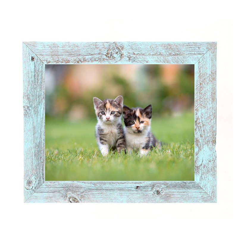 Cadre photo espresso rustique 11 x 17, Bleu, 12 po x 13 po
