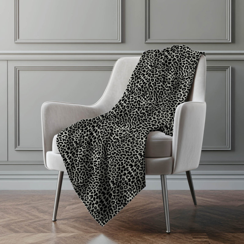 Addison Machine Washable Sherpa Leopard Throw Blanket, Shadow