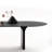 Simple black solid wood oval dining table-106616665