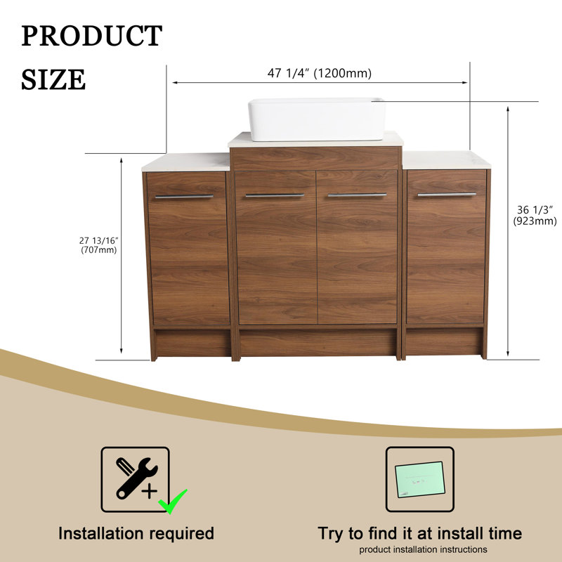 Devri 47.23'' Free Standing Single Bathroom Vanity With Ceramic Top