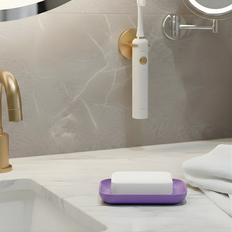 Porte-savon Hardware - Porte-savon en aluminium massif, finition mate, 1 pièce, Royal (mauve)