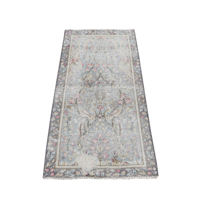 Tapis de couloir bleu en laine 1 pi 9 po x 3 pi 7 po Cathaleen