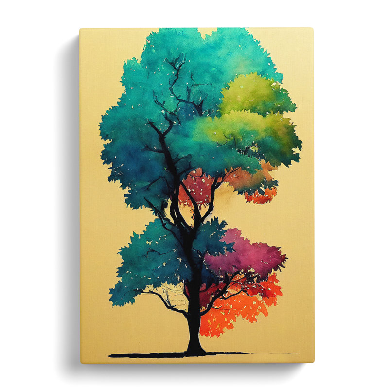 XC1022-5082X Water Paint Tree No.1 - Wrapped Canvas Print, 76cm H x 50cm W x 3cm D
