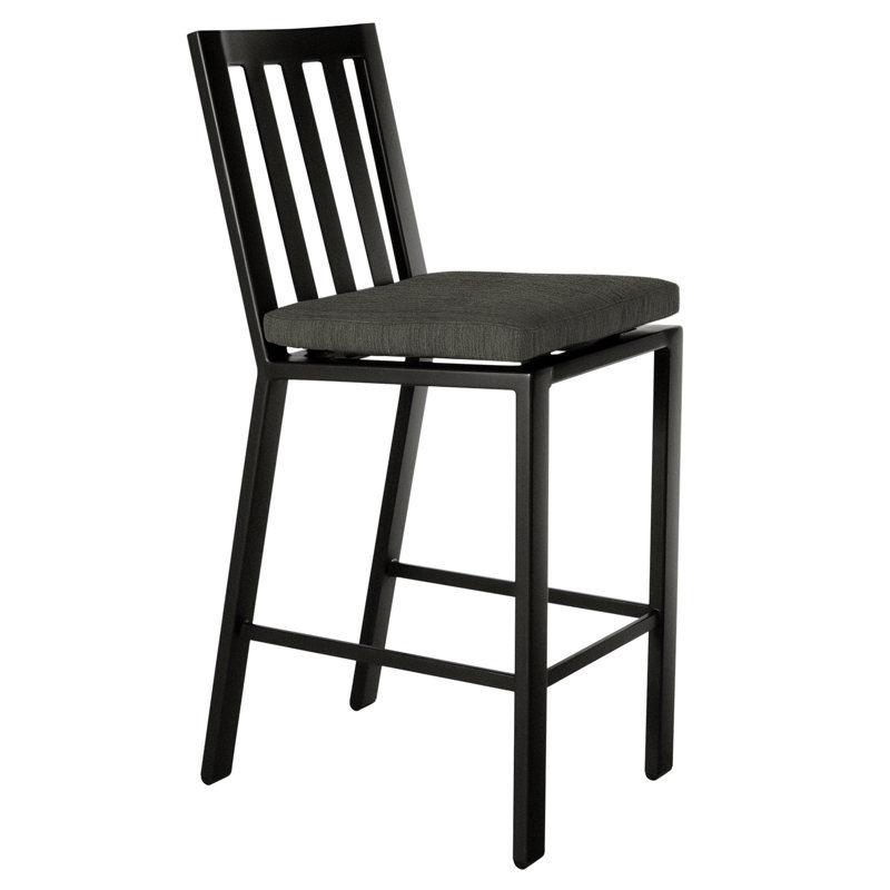 Aris Outdoor Bar Stool, Mainstreet Latte, Carbon Black, 27.75"
