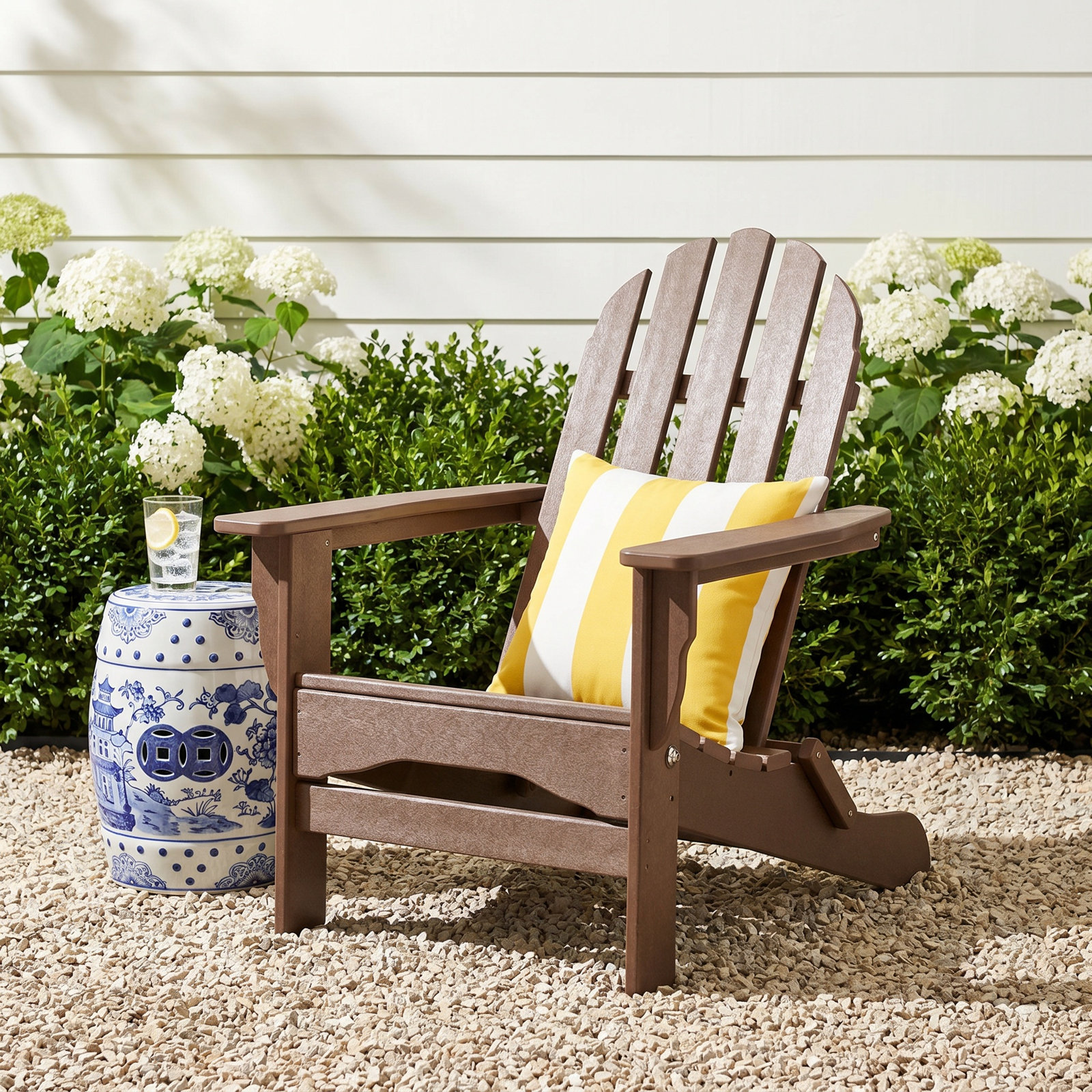 Leighton Foldable Outdoor Adirondack Set, Black