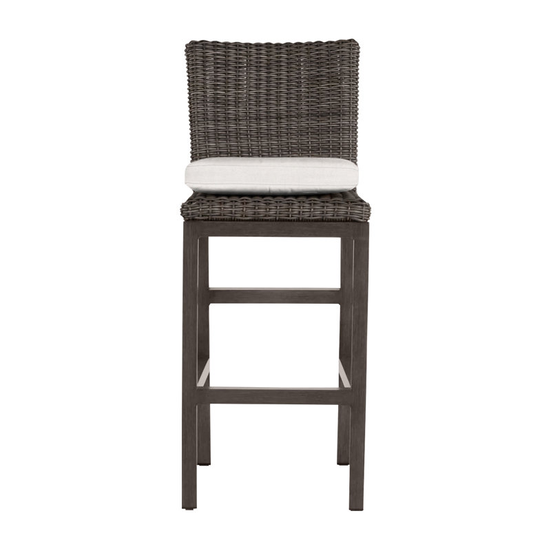 Rustic 30.5" Patio Bar Stool with Cushion, Natural White, Slate Gray, No Welt