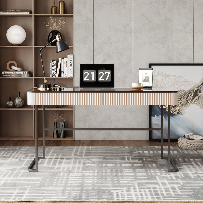 Home Office Desk, 29.5" H x 47" W x 23" D, Pink/Black