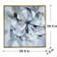 39,5 "X Modern Flower, peinture à l'huile sur toile, cadre doré carré, information abstraite gris-bleu, tendue sur bois massif, toile 40% avec élément, art